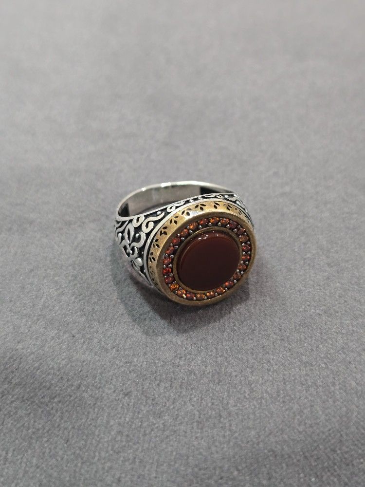 925 Silver Ring With Carnelian Stone