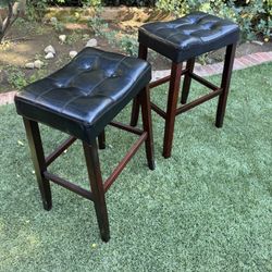 Leather Wood Bar Stools 
