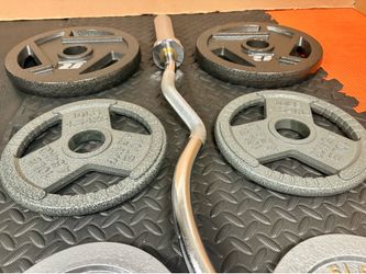 Pretty Cool Start Olympic Curl Bar with Pairs on 25s to 2.5s Pounders. BRAND NEW!! Brute W: 105#