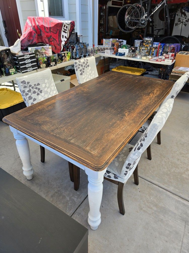 Farmhouse Rustic Kitchen Dining Room Table with qty 4 Chairs