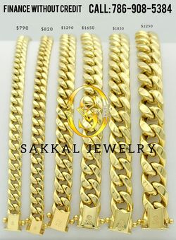 10 And 14K Gold Cuban Link Bracelet. $79 To Finance
