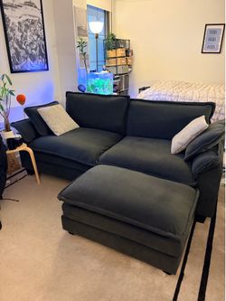 Charcoal “Cloud Couch” Dupe Sectional 87” Ottoman + 4 Pillows