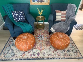 Pair of Blue Tufted Accent Chairs