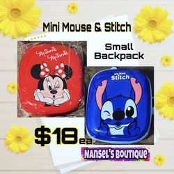 ❤️Mini Mouse & Stitch 💙 small backpacks