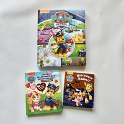 Bundle of Paw Patrol board books - look and find, valentines, halloween