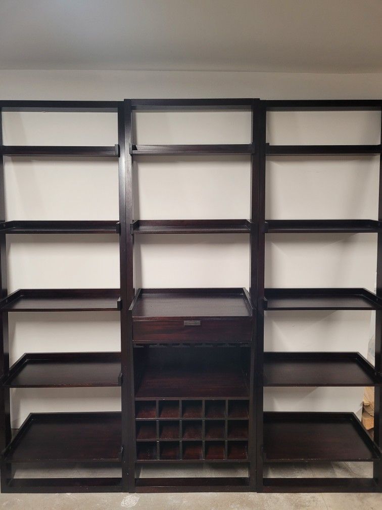 Crate & Barrel 3 Piece Book Shelves w/ Wine Rack