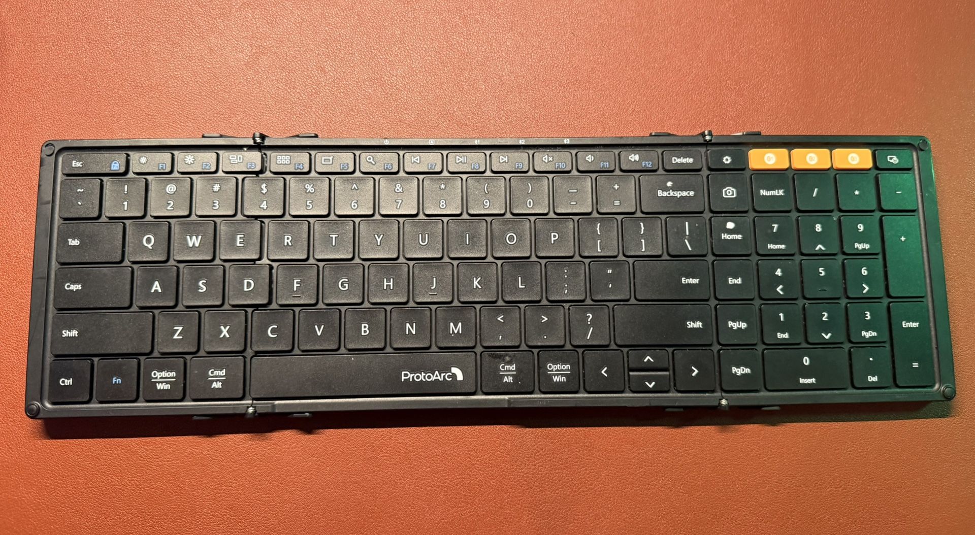 ProtoArc Foldable Bluetooth Keyboard, XK01 Folding Wireless Portable Keyboard with Numeric Keypad, Full-Size Travel Keyboards for iPad Tablet Smartpho