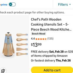 Chef’s Path Wooden Cooking Utensils Set  $10