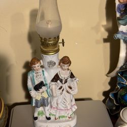 Vintage Porcelain Miniature Oil Lamp 