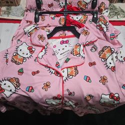 New HELLO KITTY CHRISTMAS Gingerbread pj's Set Size LARGE