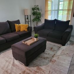 Gray Living Rooms Set With Ottoman
