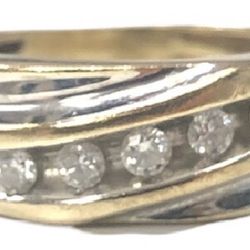 Unisex Wedding Band 10kt Yellow And White Gold 