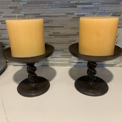 Wood Candle Holders With Candles