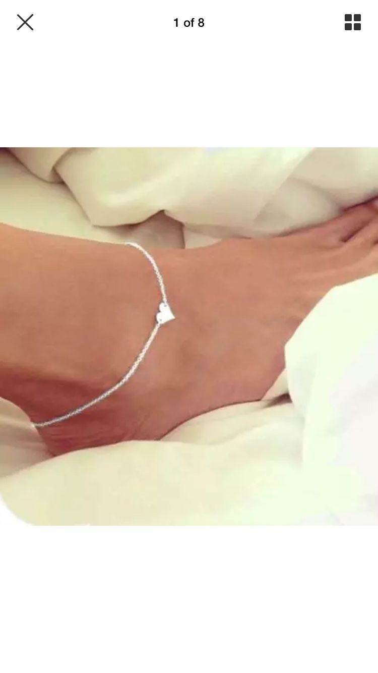 Silver Heart Anklet