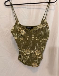 olive green mesh camisole top