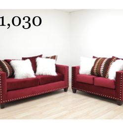 Beautiful Red Two Piece Sofa Set
