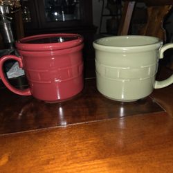 Longaberger  Pottery Soup Mugs Made In USA 