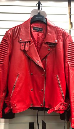 Uni sex red motorcycle leather jacket