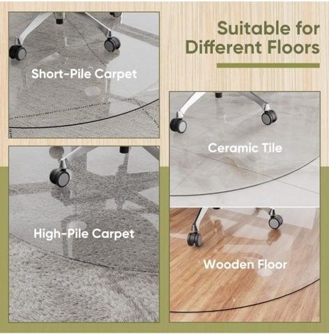 Round Office Chair Mat for Carpet, Hardwood & Tile
Upgraded 45" x 45" Dual Use Tempered Glass Mat