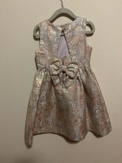 Girls Brocade Formal Dress with Bow