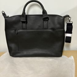 New WoozKa Laptop Travel Bag Vegan Leather Messenger Shoulder Bag - 15.6" , Black