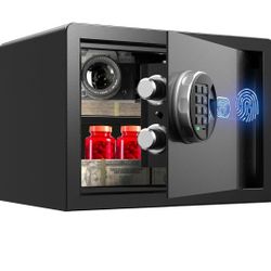 Fingerprint Safe - (0.80 cu. ft.) Biometric Safe Box with Silent Mode Small Safe with Backlit Keypad and LED Light, Smart Jewelry Safe, Caja Fuerte wi