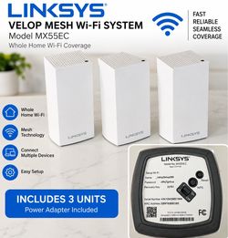 Linksys Velop Mesh Wi-Fi 6 Pro MX55EC – 3 Pack – Used, Good Condition