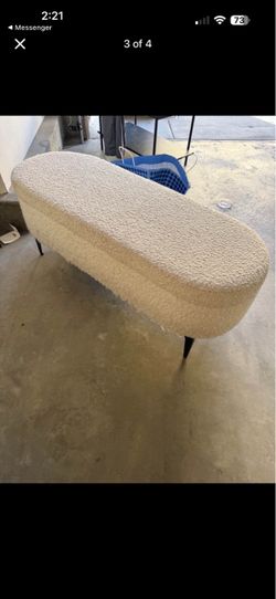 Storage Bench with Metal Legs Cream Boucle