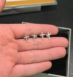 Moissanite Pave Cross Stud Earrings 925 Sterling Silver GRA Certified
