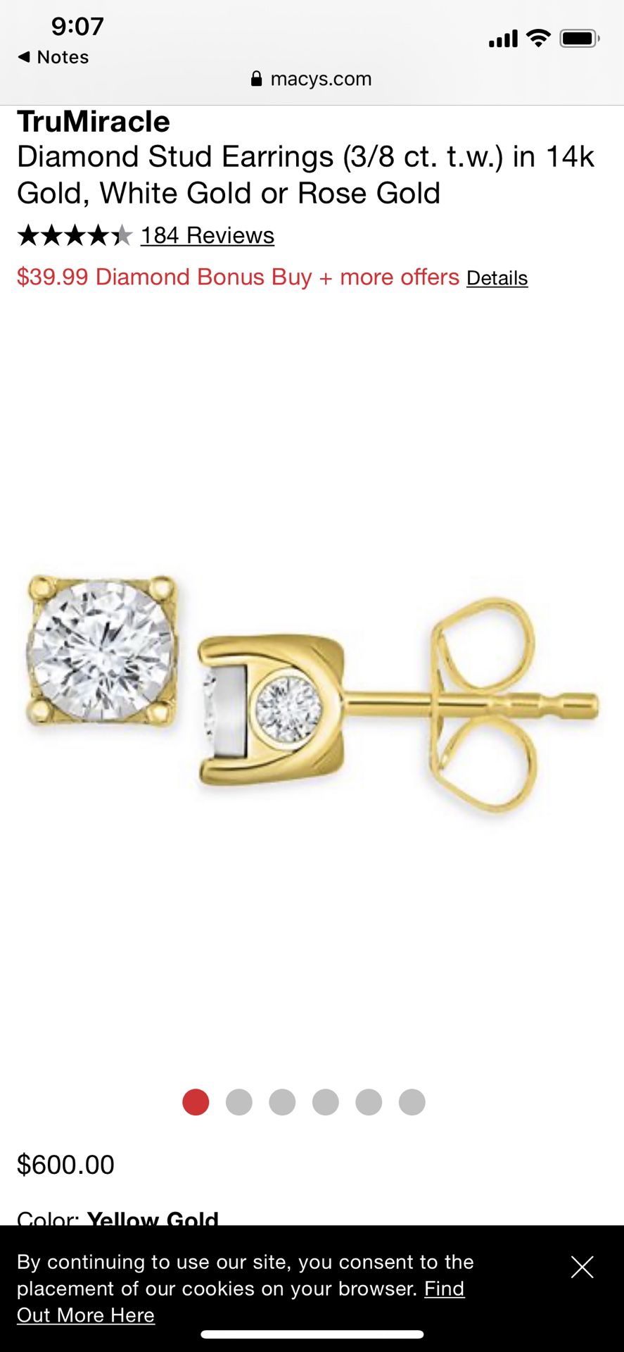 14k gold 3/8ct diamond earrings from Macy’s