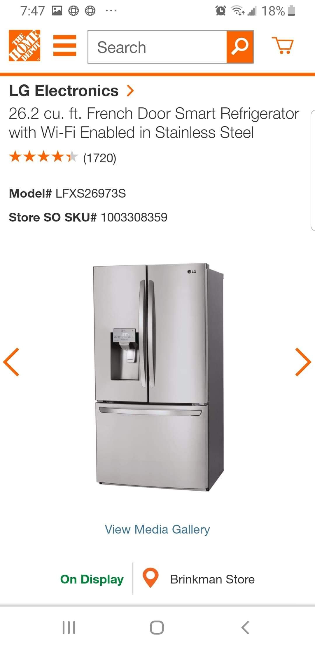 Refrigerator Lg stainless stell