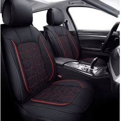 Universal Car Seat Covers Black with Red Stitching Full Set Faux Leather (new, 5 seats)