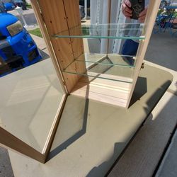 Wall Mount Display Cabinet, With Mirror,and 2 Glass Shelves