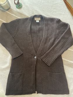 SAKS FIFTH AVE 100% Wool Cardigan eater Women Size M *Made in Italy