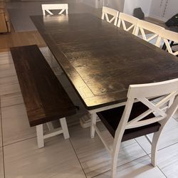 Large Dining Table With 6 Chairs And Bench