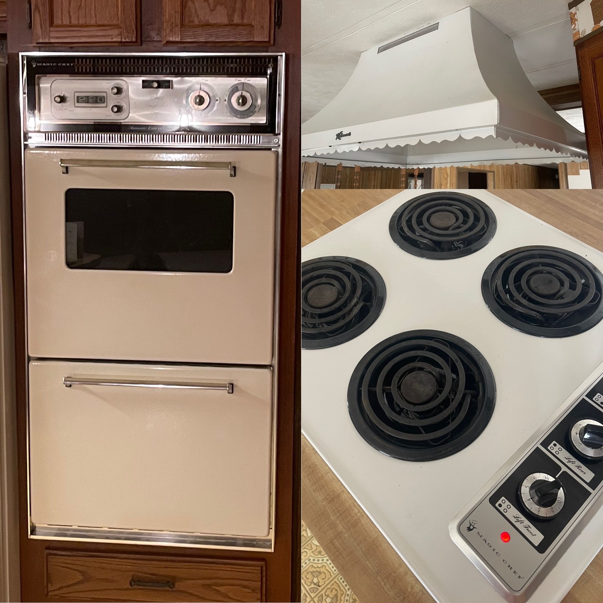 Vintage Magic Chef white kitchen appliances.