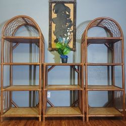 Vintage Rattan Etagere Unit