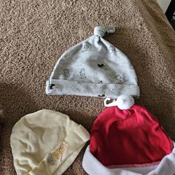 Three Gender Neutral Baby Hats. As Shown