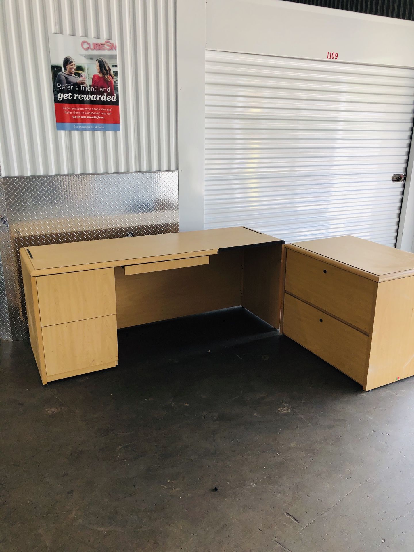 Desk with extra file cabinet space