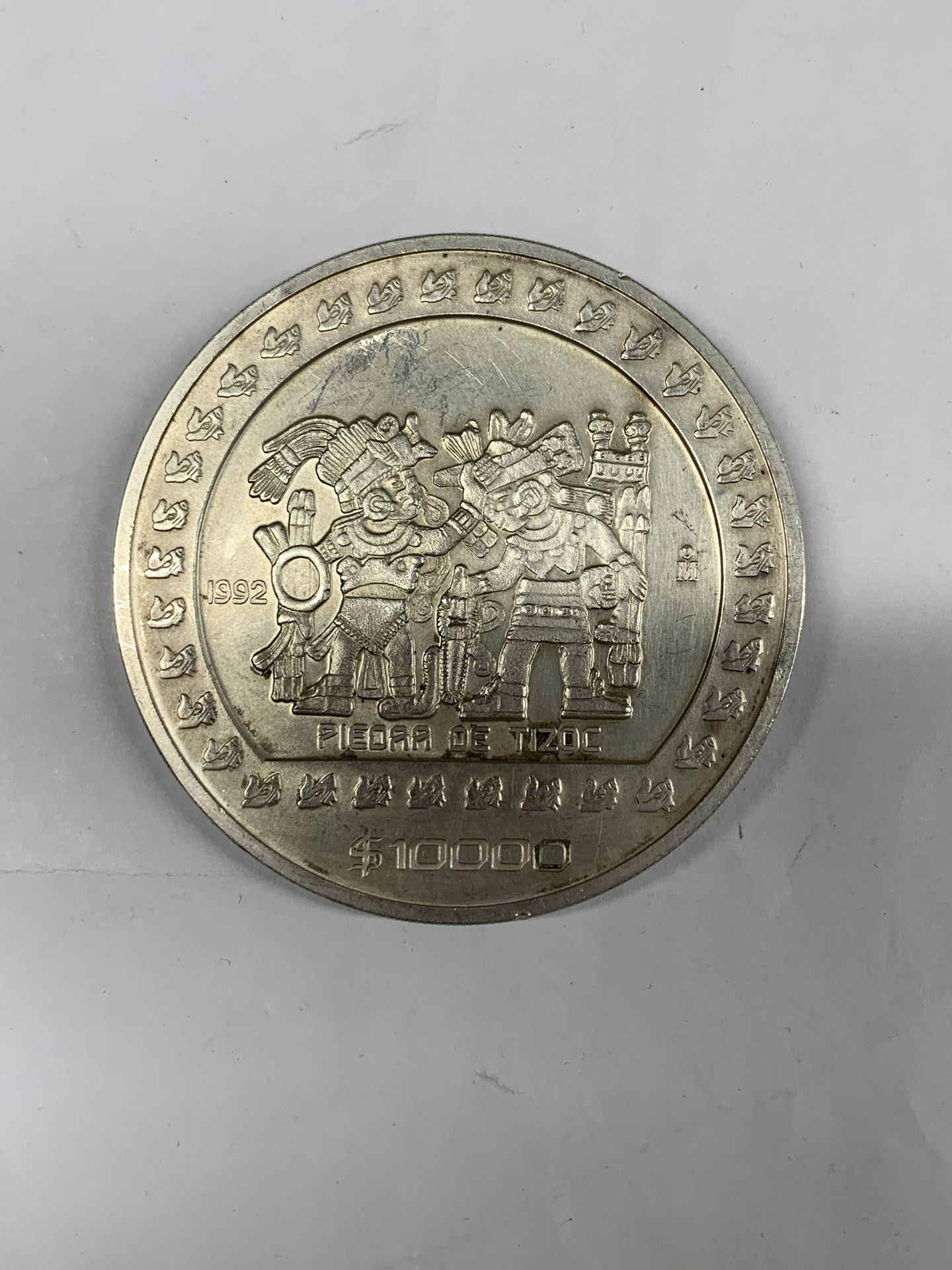 1992 Mexico Piedra De Tizoc 5 Oz. .999 Silver Coin