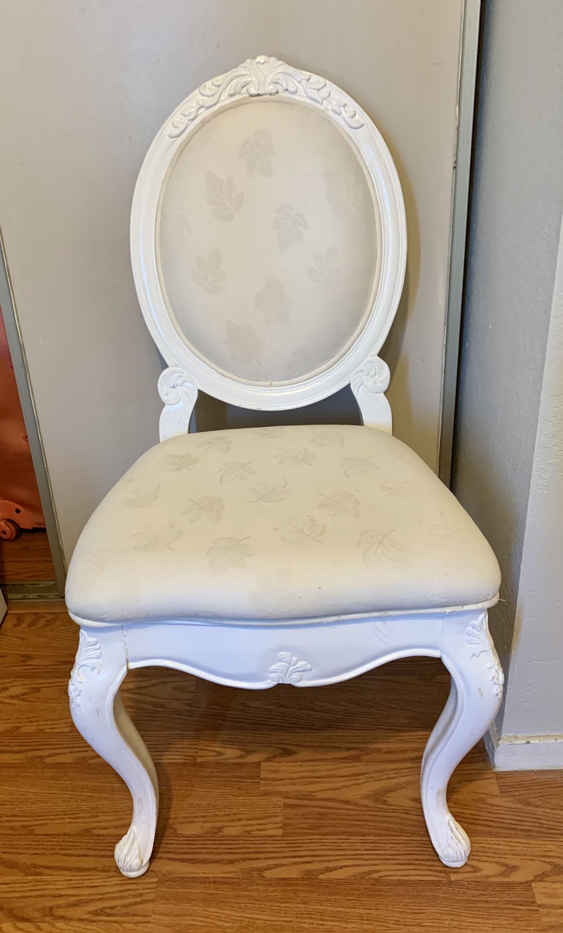 White upholstery wooden chair