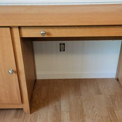 Wood Desk with Storage Cabinet and Drawer
