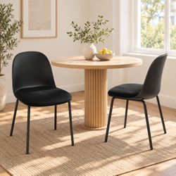 Black Cushioned Dining Chairs - Set of 2 - New