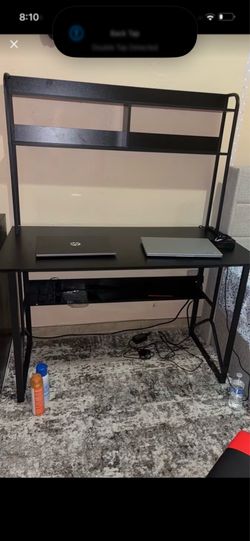Black Computer Desk with Storage Shelf