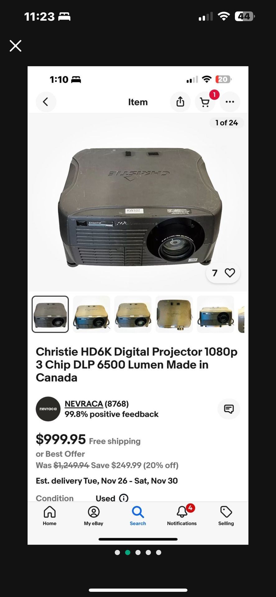 Christie HD6K Projector. Commercial HD Video Projector. New lamp.