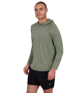 Spyder Men's Hooded Long Sleeve Rashguard – Quick-Dry Swim Shirt, Sun Protection Top Small