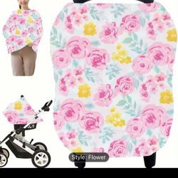 Little Me 4 In 1 Multipurpose Nursing Cover , Car Seat Cover, Shopping Cart Cover Scarf Floral 