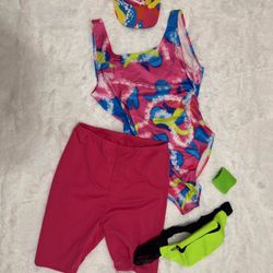 New 2xl 80s Neon Costume Bodysuit Workout Festival Rave Barbie 