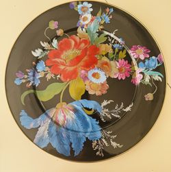 Mackenzie Childs Black Flower Market Serving Platters
