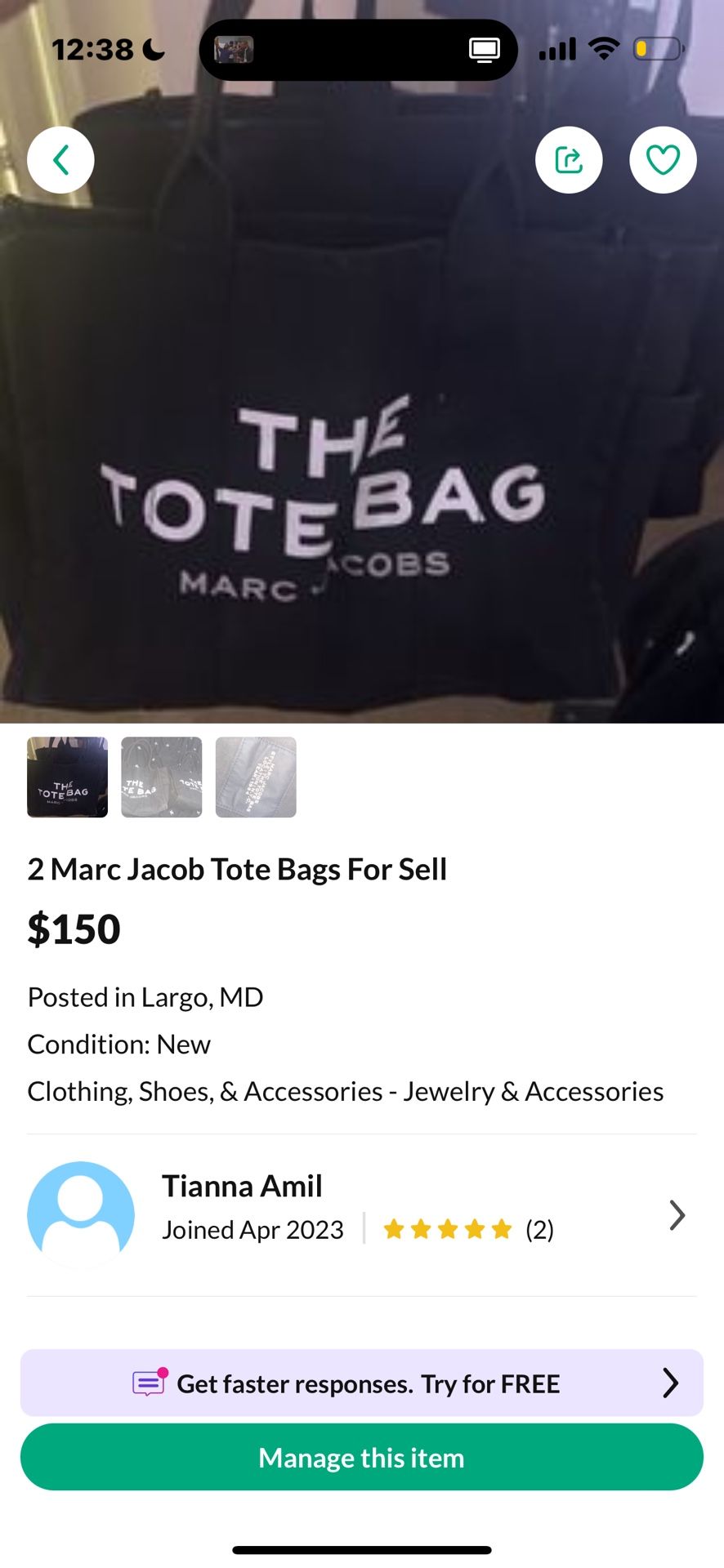 Marc Jacob Tote Bag
